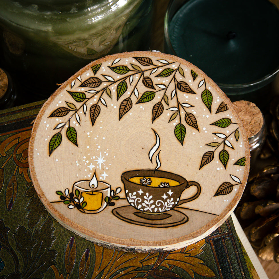 Tea Ceremony - Large Wooden Hanging Ornament