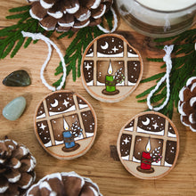 Load image into Gallery viewer, Candlelit Window - Small Wooden Ornament
