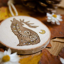 Load image into Gallery viewer, Whimsical Horned Wolf - Medium Wooden Ornament
