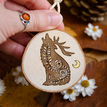 Load image into Gallery viewer, Whimsical Horned Wolf - Medium Wooden Ornament

