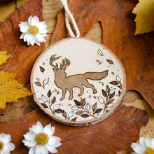 Load image into Gallery viewer, Whimsical Antlered Fox - Medium Wooden Ornament
