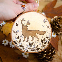 Load image into Gallery viewer, Whimsical Antlered Fox - Large Wooden Hanging Ornament
