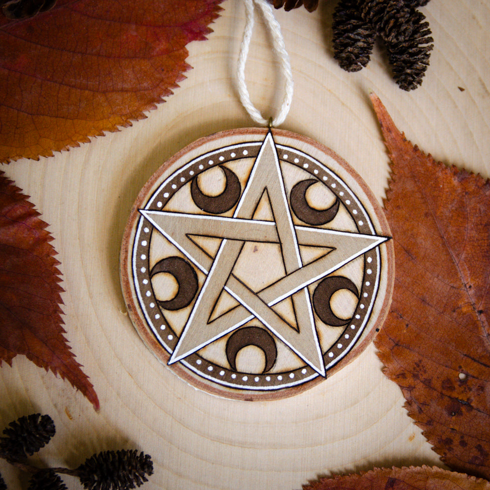 Pentacle Talisman - Medium Wooden Ornament