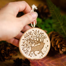 Load image into Gallery viewer, Wandering Elk With Autumn Leaves - Medium Wooden Ornament
