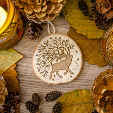 Load image into Gallery viewer, Wandering Elk With Autumn Leaves - Medium Wooden Ornament
