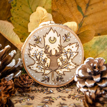 Load image into Gallery viewer, Maple Leaf &amp; Forest Stag - Medium Wooden Ornament
