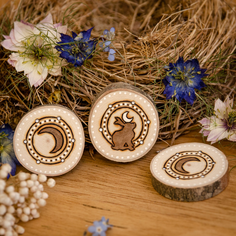 Moon Bunny - Wooden Amulet Pack