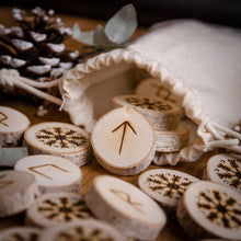 Load image into Gallery viewer, Aegishjalmur Snowflakes - Illustrated Wooden Rune Set
