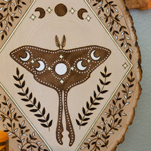 Load image into Gallery viewer, &quot;Night Dweller&quot; - Magical Luna Moth - Original Wood Slice Art
