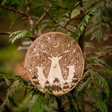 Load image into Gallery viewer, Stags Watching Over The Woods - Large Wooden Hanging Ornament
