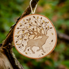 Load image into Gallery viewer, Wandering Elk With Autumn Leaves - Large Wooden Hanging Ornament
