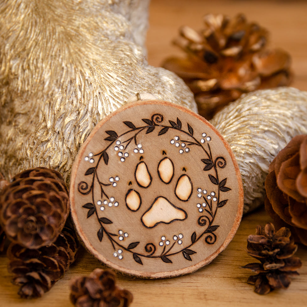 Coyote's Paw Print - Medium Wooden Ornament