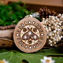 Load image into Gallery viewer, Moth &amp; Clover Lucky Charm - Small Wooden Ornament

