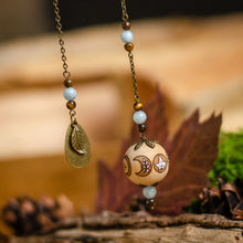 Load image into Gallery viewer, Moon Cycle &amp; Gemstones - Wooden Pendulum
