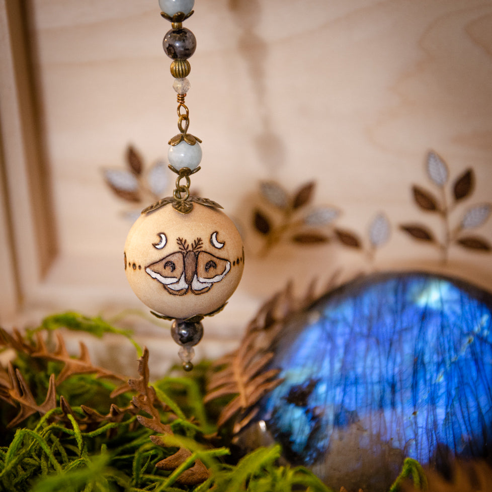 Magical Moth & Moon - Wooden Pendulum